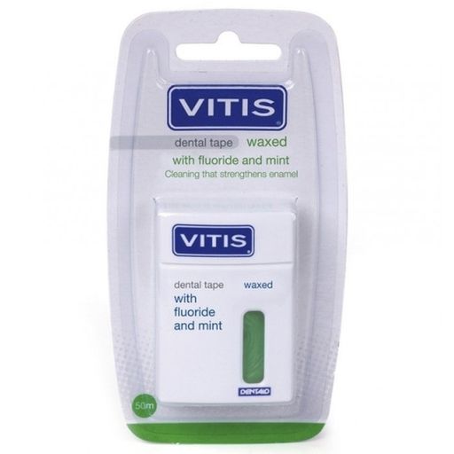 Vitis Waxed Dental Tape FM Нить межзубная мятная, 50 м, нить зубная, зеленая, 1 шт.