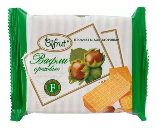 Bifrut Вафли ореховые, вафли, на фруктозе, 60 г, 1 шт.
